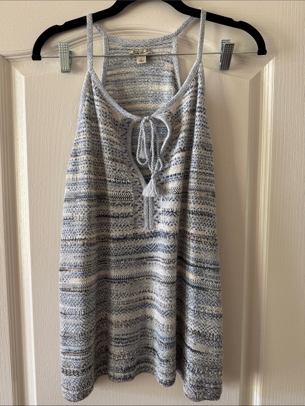 Lucky Brand Blue & Cream Knit Top